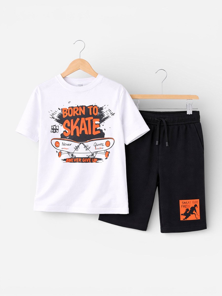Boys Graphic Print Relaxed T-Shirt and Shorts Set