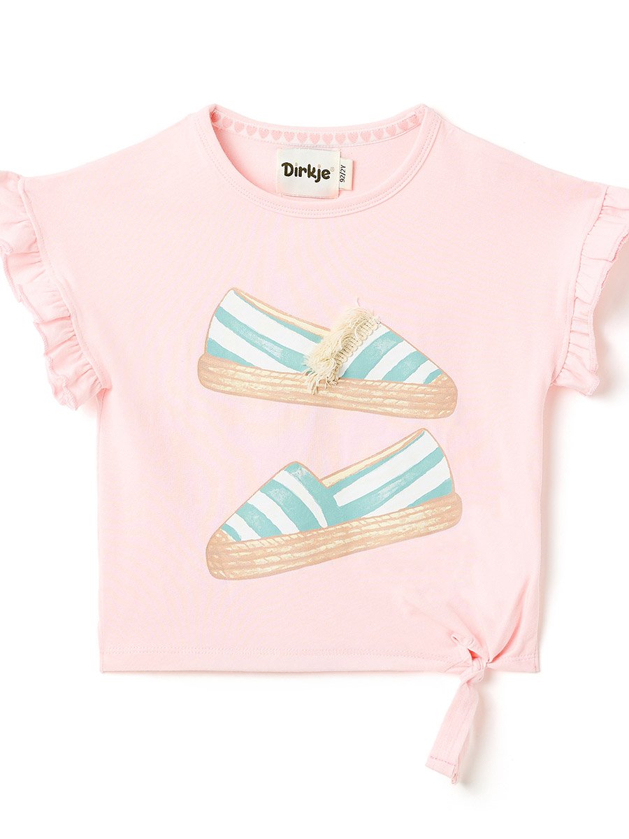 Girls Printed Ruffle Sleeve T-Shirt and Flared Leggings Set