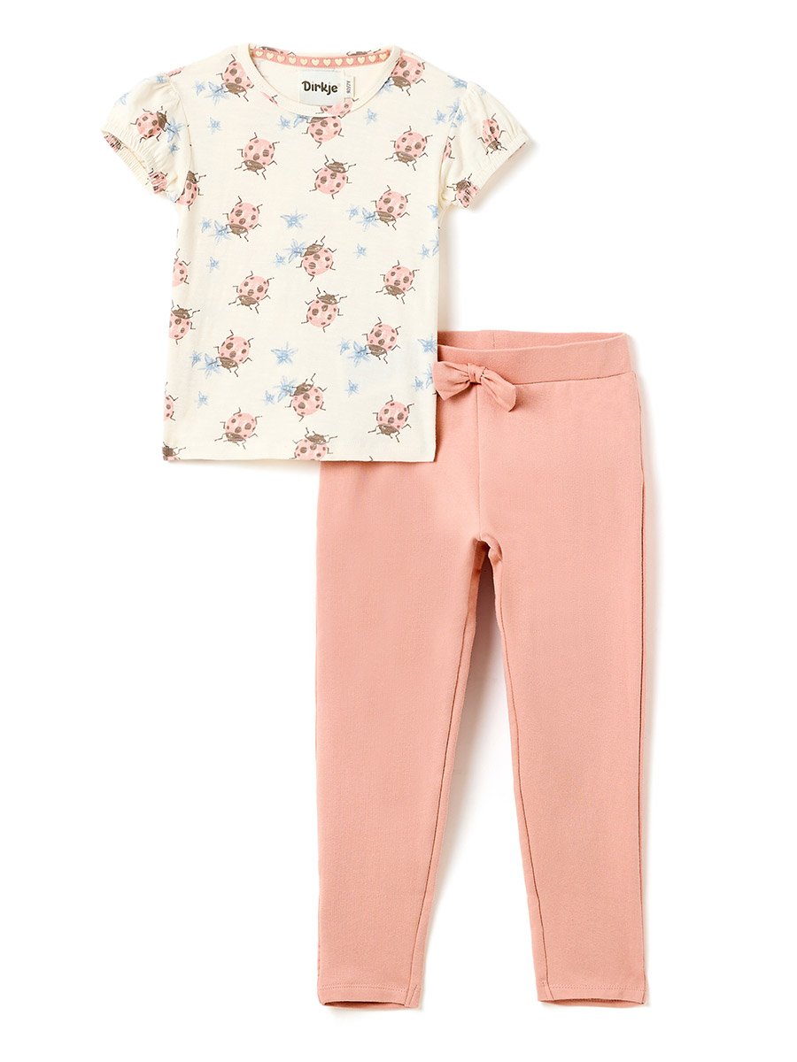 Girls Ladybug Print T-Shirt and Leggings Set