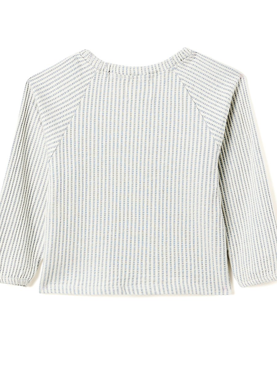 Girls Striped Seersucker Buttoned Top and Shorts Set