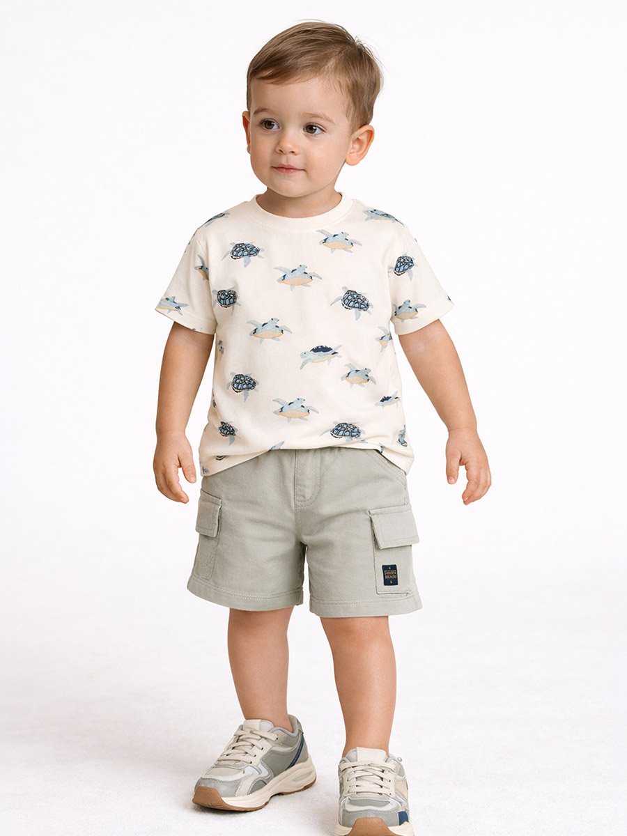 Boys Turtle Print T-Shirt and Shorts Set