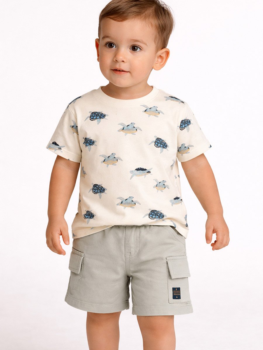 Boys Turtle Print T-Shirt and Shorts Set