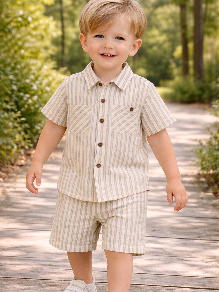 Boys Striped Shirt and Shorts Set