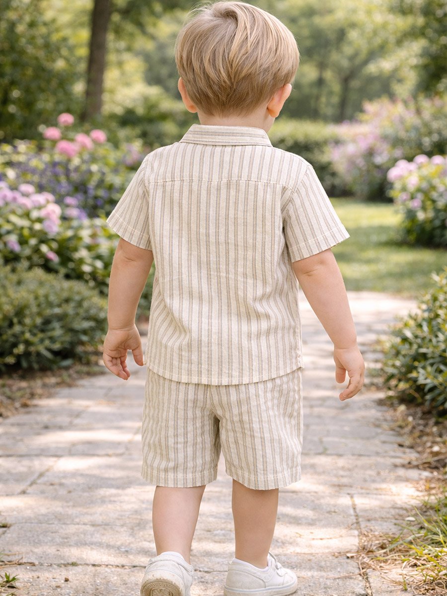 Boys Striped Shirt and Shorts Set