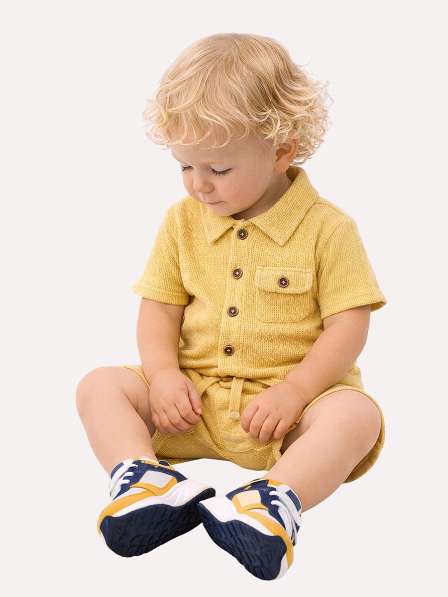 Boys Solid Knit Shirt and Roll-Cuff Shorts Set