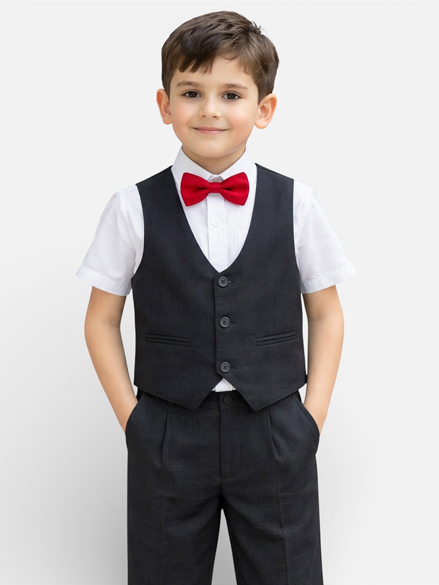 Boys 4-Piece Waistcoat, Shirt, Trousers and Bow Tie Set