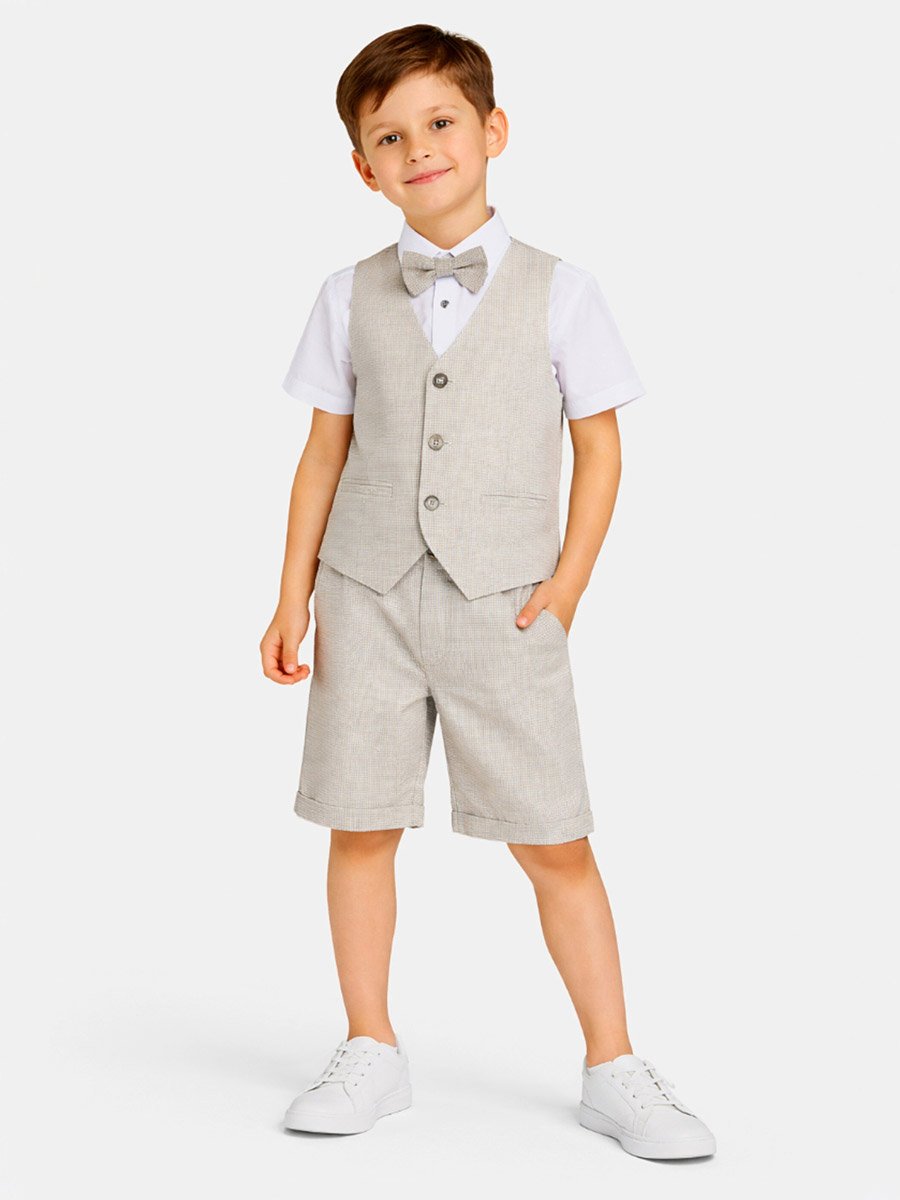 Boys 4-Piece Waistcoat, Shirt, Shorts and Bow Tie Set