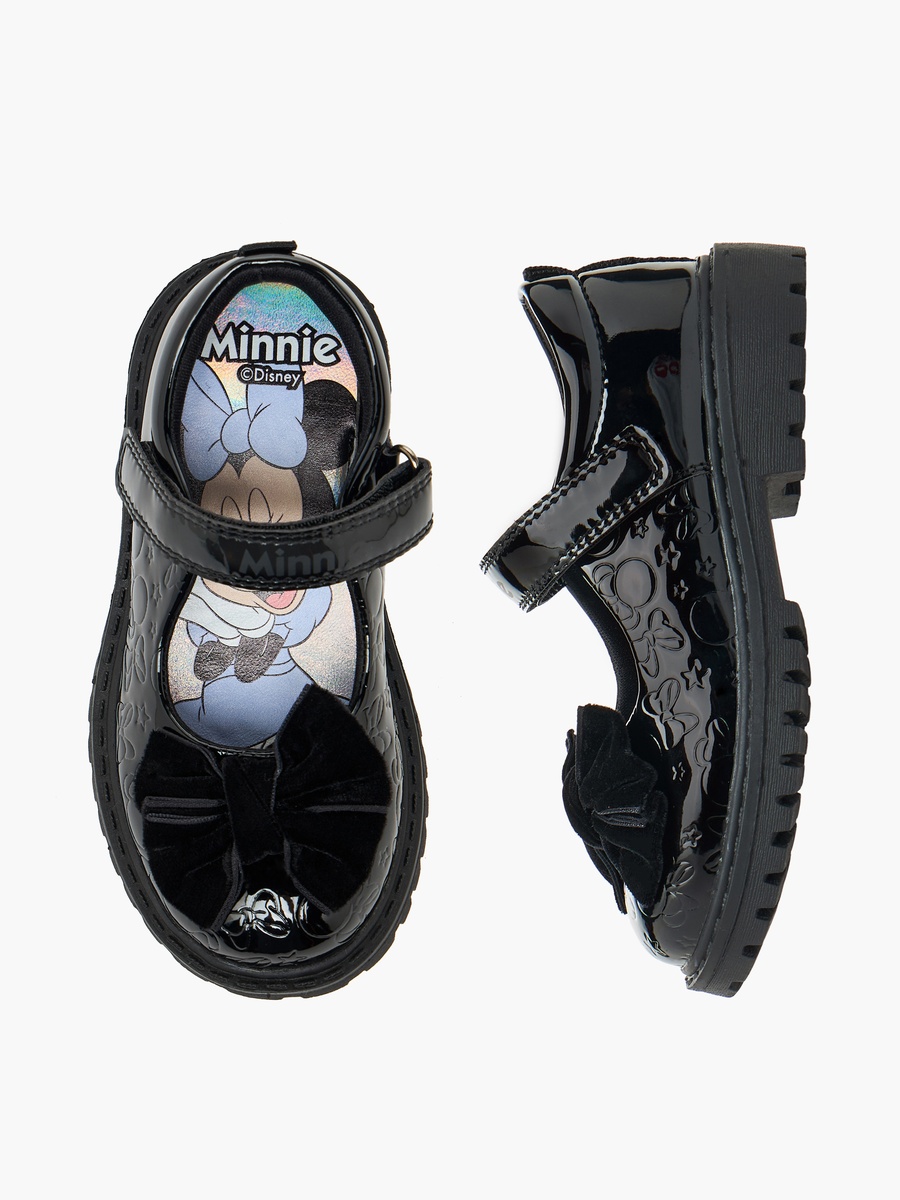 Girls Bow Accent Hook and Loop School Shoes