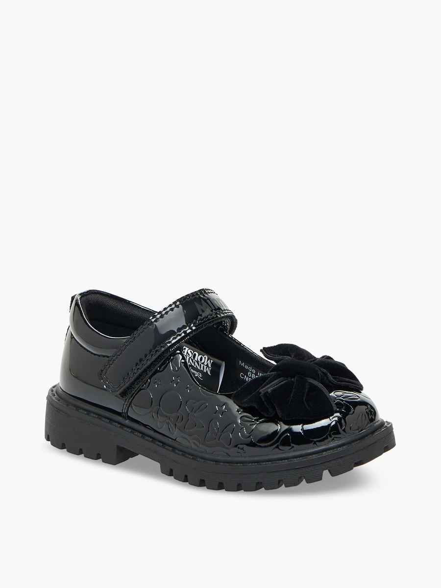 Girls Bow Accent Hook and Loop School Shoes