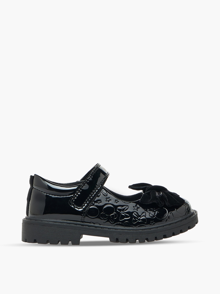 Girls Bow Accent Hook and Loop School Shoes
