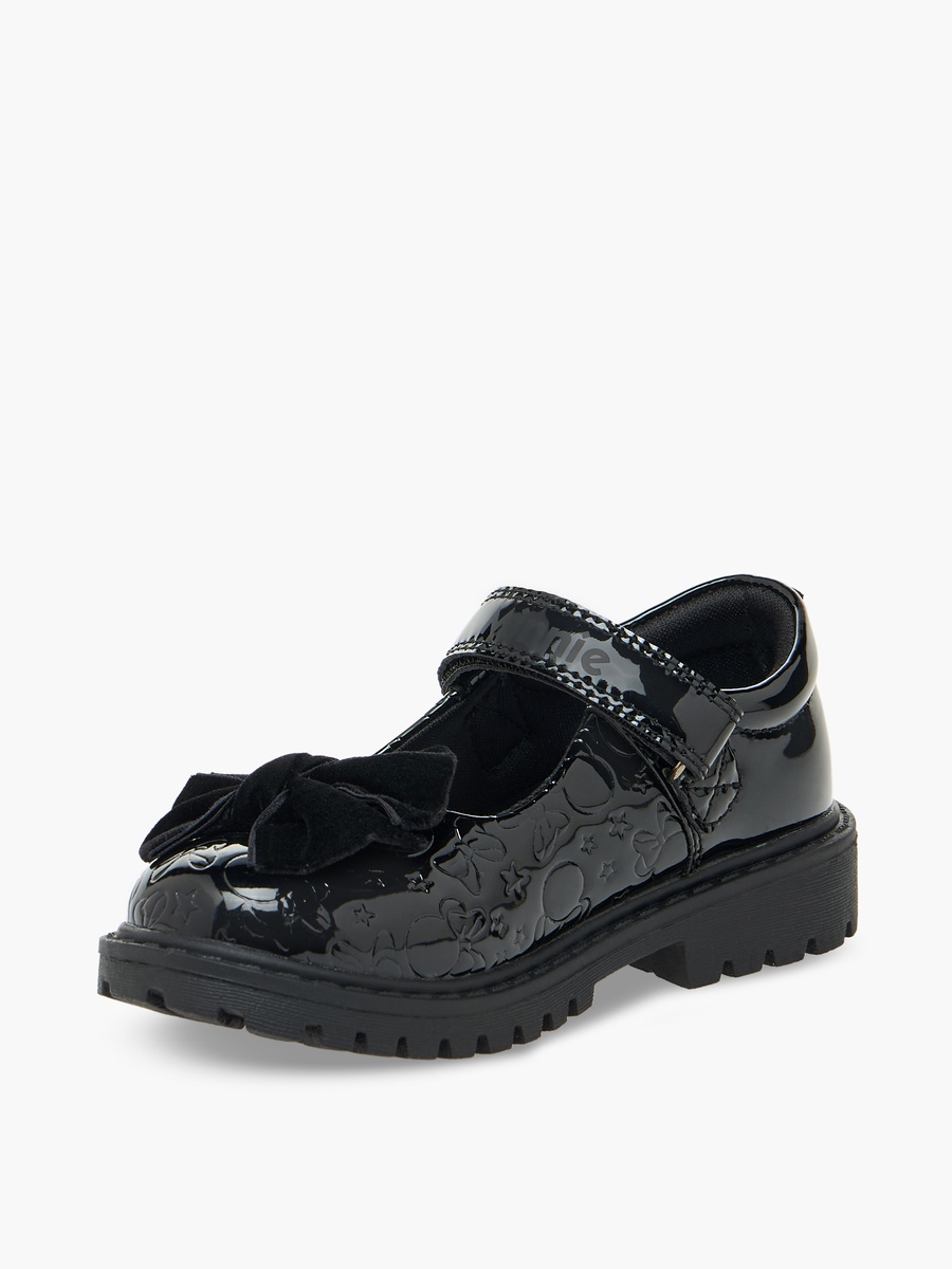 Girls Bow Accent Hook and Loop School Shoes