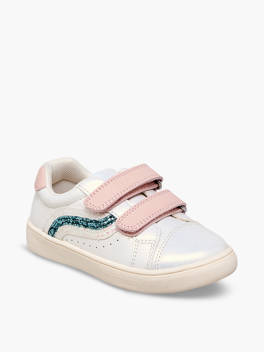 Girls Glitter Detail Hook and Loop Ankle Sneakers
