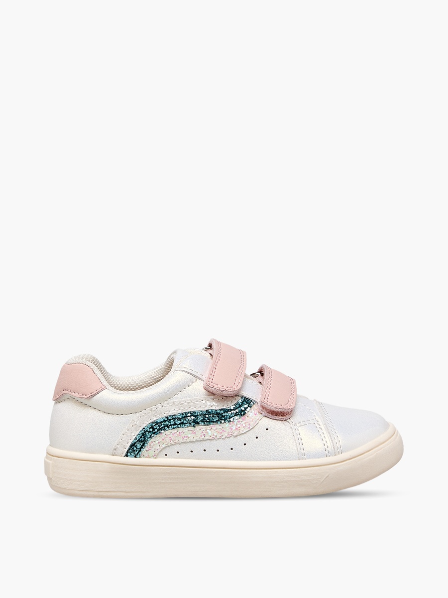 Girls Glitter Detail Hook and Loop Ankle Sneakers