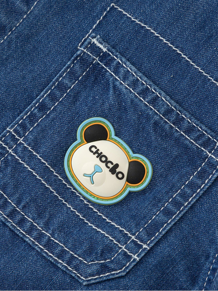Boys Applique Detail Short Sleeves Denim Shirt