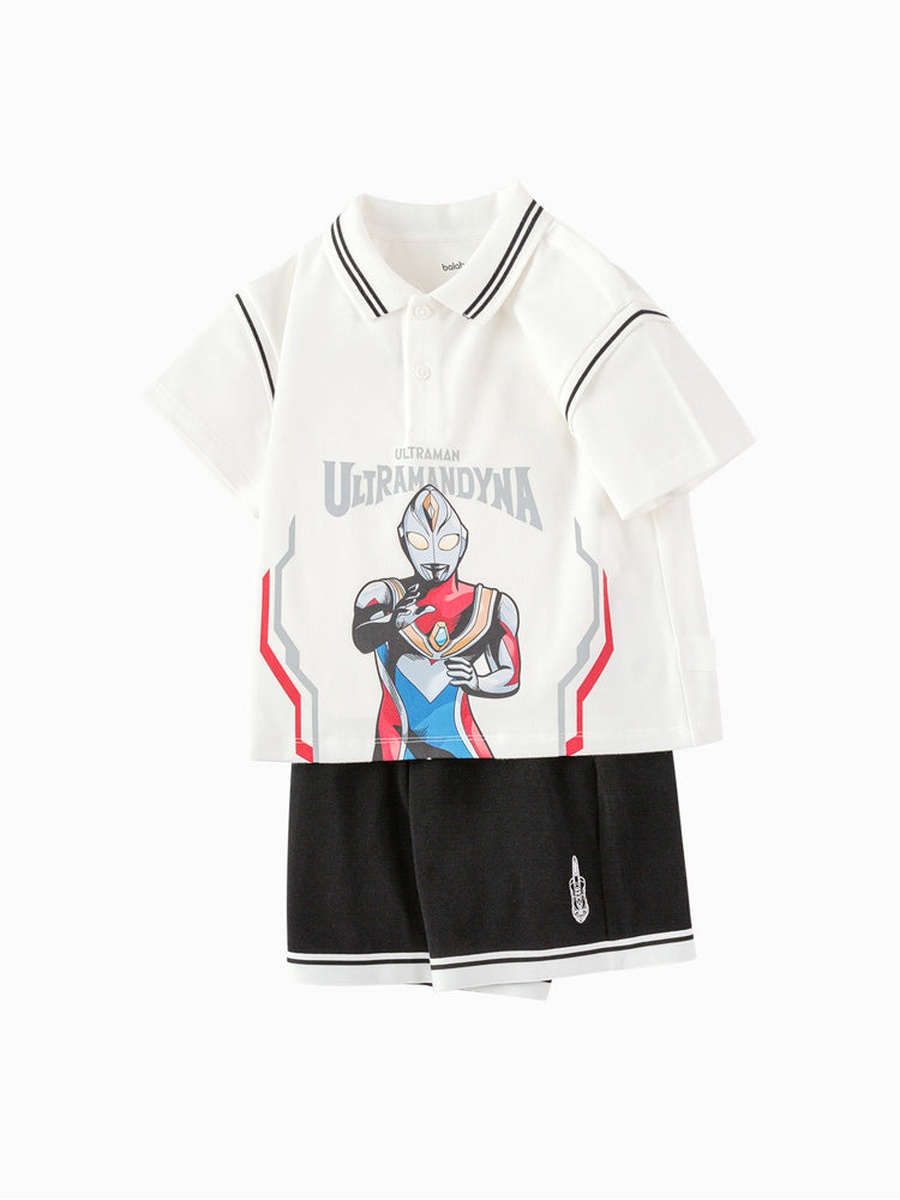 Boys Printed Polo T-Shirt and Shorts Set