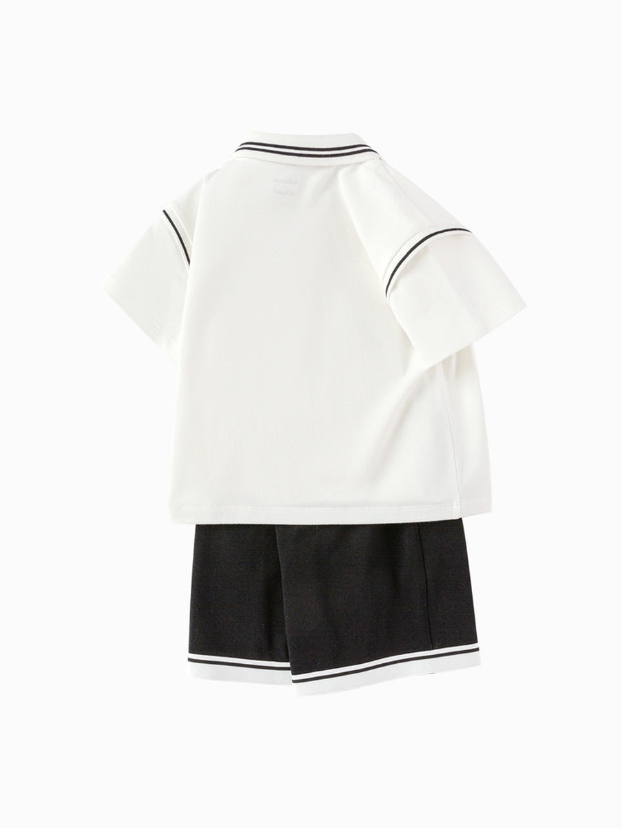 Boys Printed Polo T-Shirt and Shorts Set
