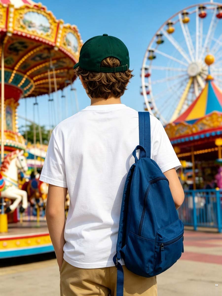 Boy White Oversized Round Neck T-Shirt
