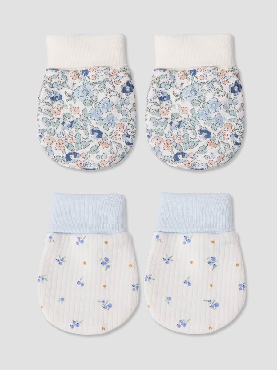 Set of 2 Mittens with Floral Print, 0-36 months