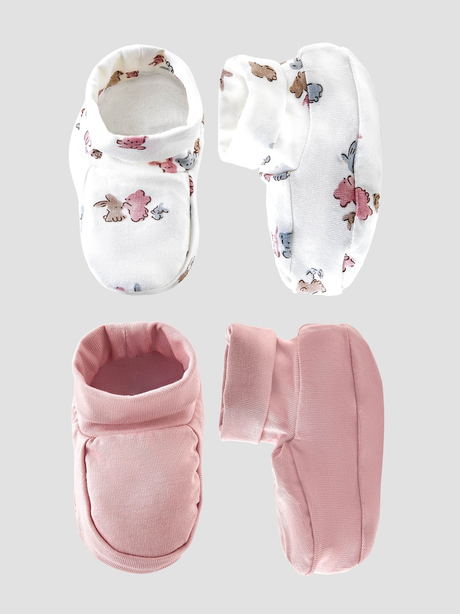 Pack of 2 Assorted Print Booties with Cuffed Hem