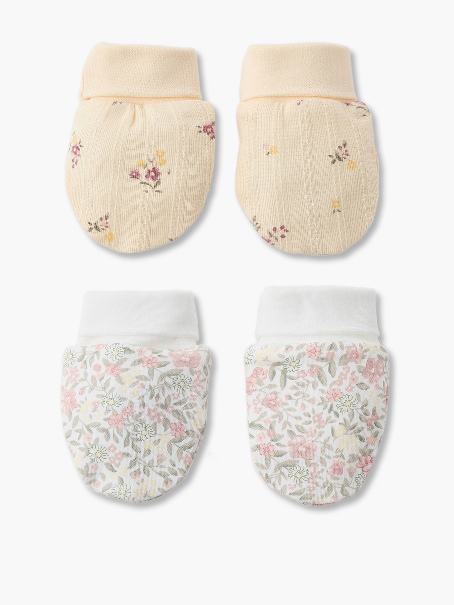 Pack of 2 Mittens with Floral Print, 0-36 months