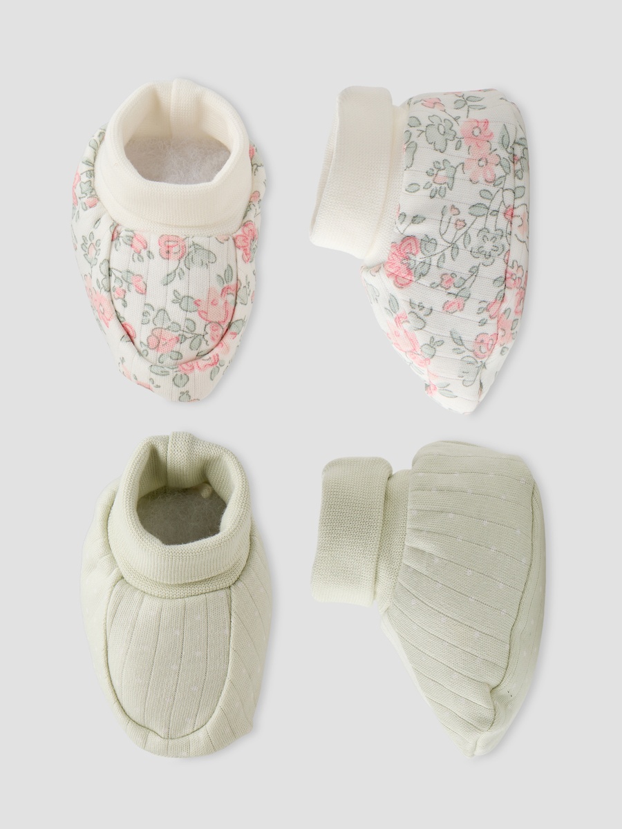 Pack of 2 Assorted Print Booties with Rolled Cuff