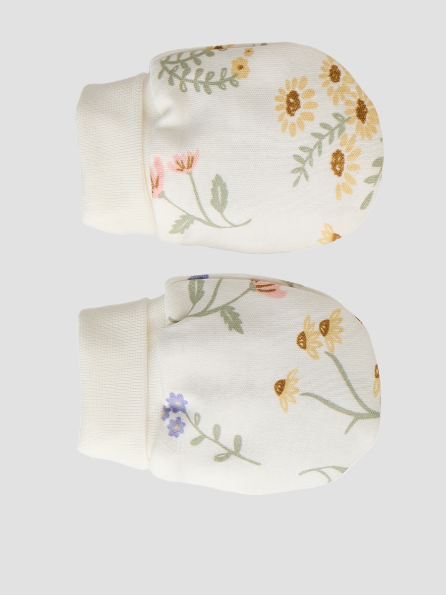 Pack of 2 Mittens with Botanical Print, 0-36 months