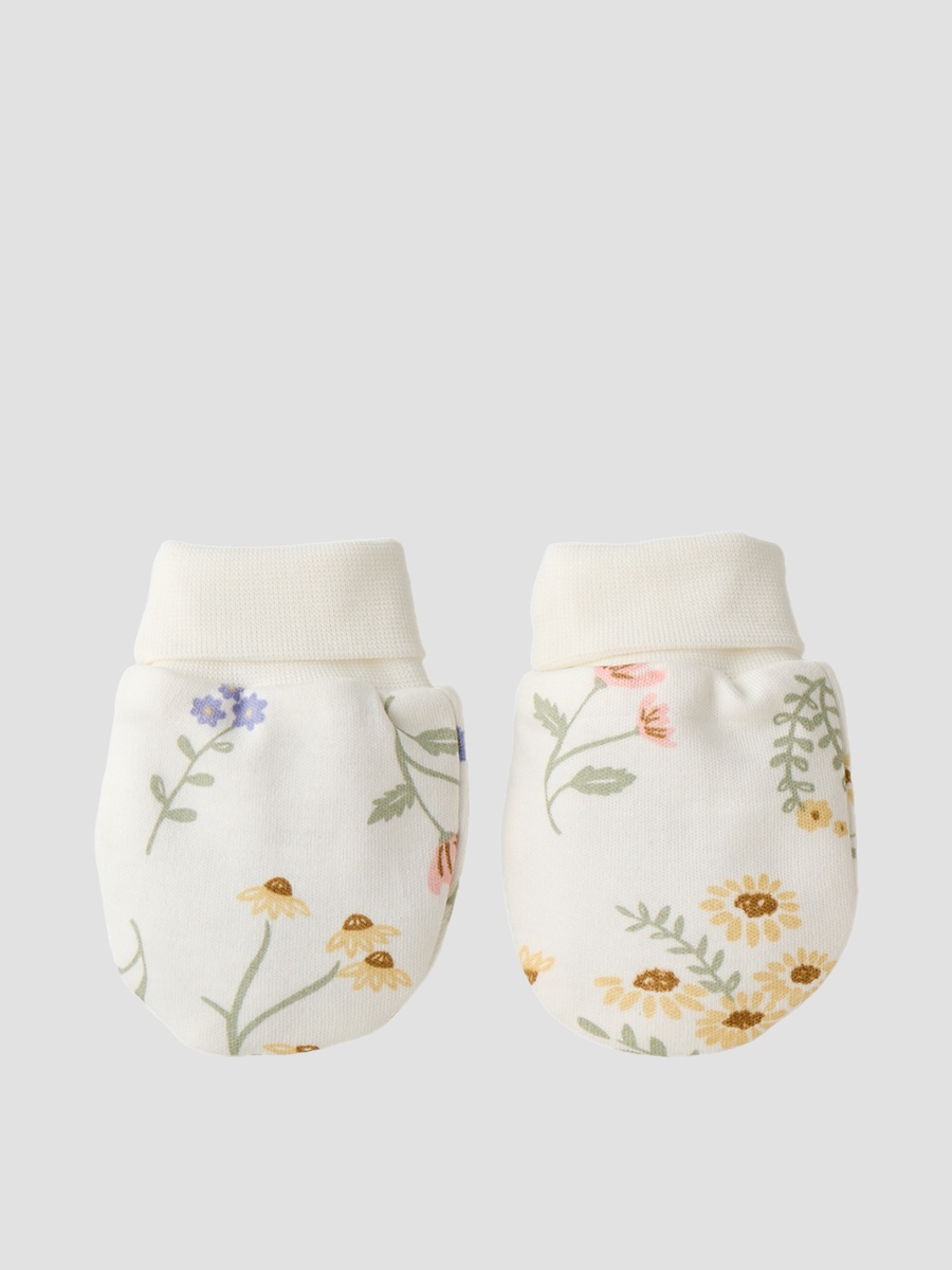 Pack of 2 Mittens with Botanical Print, 0-36 months