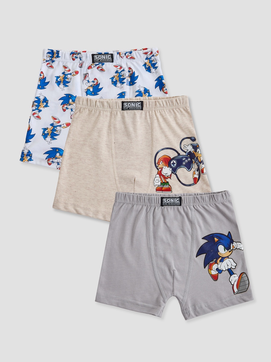 Pack of 3 Cotton Boxers with Sonic the Hedgehog Print