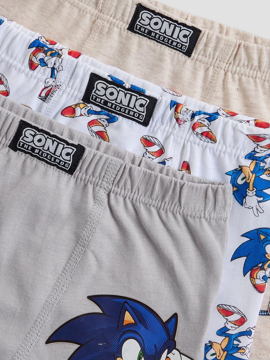 Pack of 3 Cotton Boxers with Sonic the Hedgehog Print