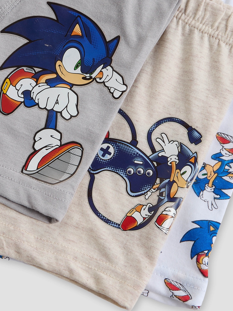 Pack of 3 Cotton Boxers with Sonic the Hedgehog Print
