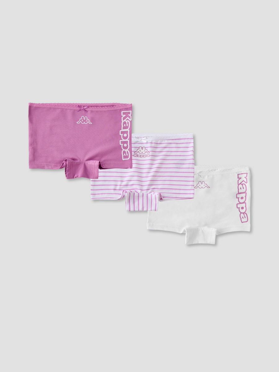 Pack of 3 Cotton Boyshort Briefs with Logo Print