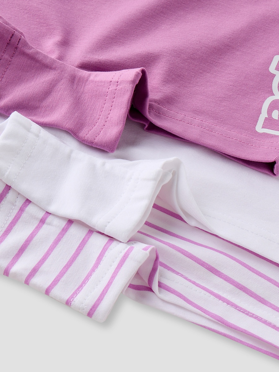 Pack of 3 Cotton Boyshort Briefs with Logo Print