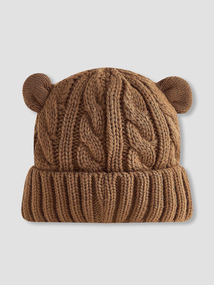 Winter Beanie with Bear Face Knit Design