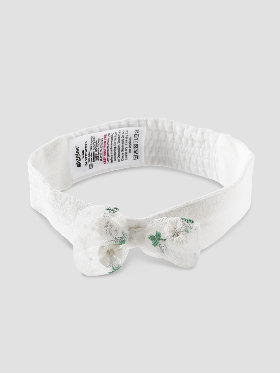 Hairband with Embroidered Bow Accent