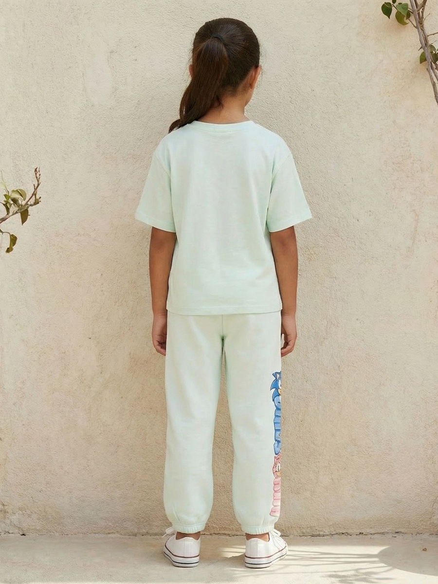 Elasticated Drawstring Waist Joggers with Sonic and Amy Print