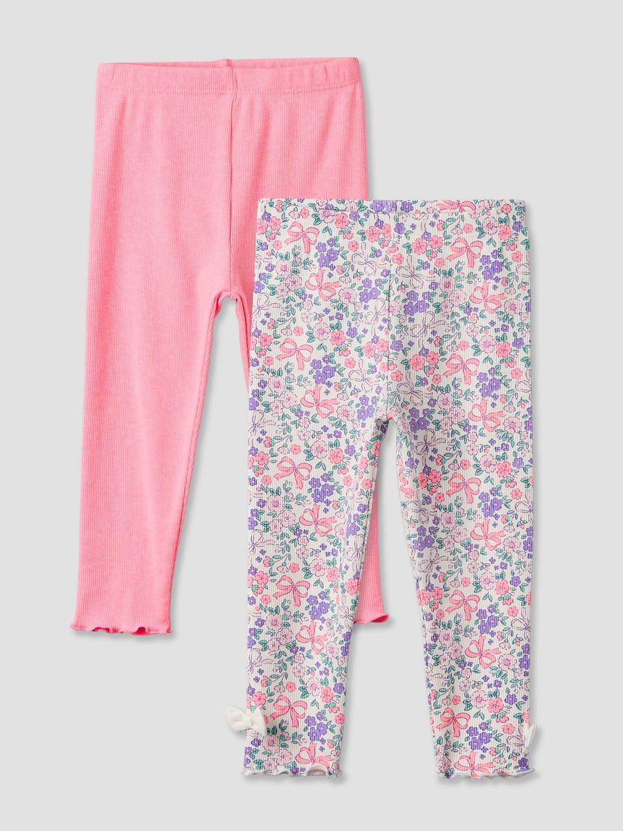 Pack of 2 Leggings with Lettuce Trim