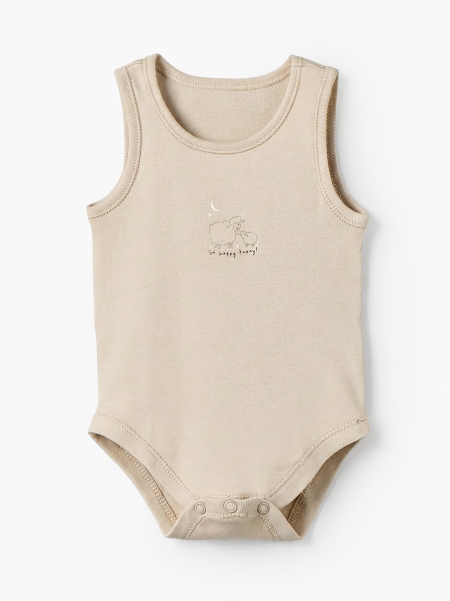 Pack of 7 Cotton Round Neck Sleeveless Bodysuit with Snap Button Closure
