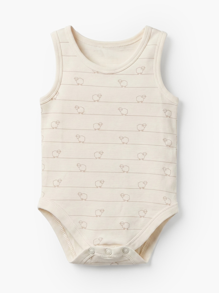 Pack of 7 Cotton Round Neck Sleeveless Bodysuit with Snap Button Closure