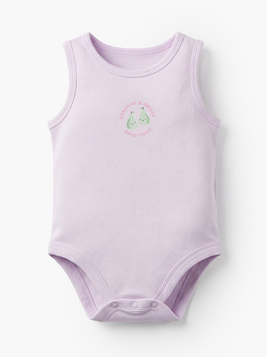 Pack of 5 Cotton Crew Neck Sleeveless Bodysuit with Snap Button Closure