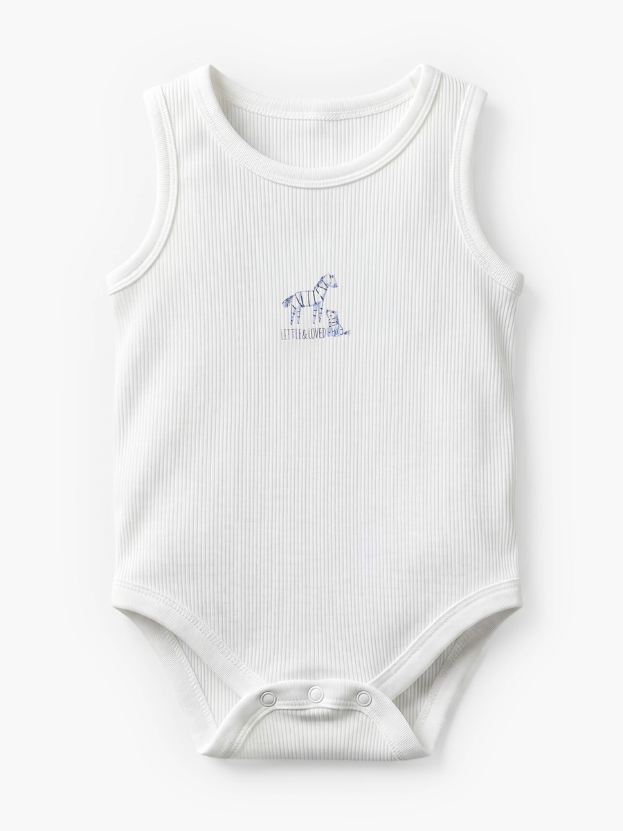 Pack of 5 Crew Neck Sleeveless Bodysuit with Safari Print