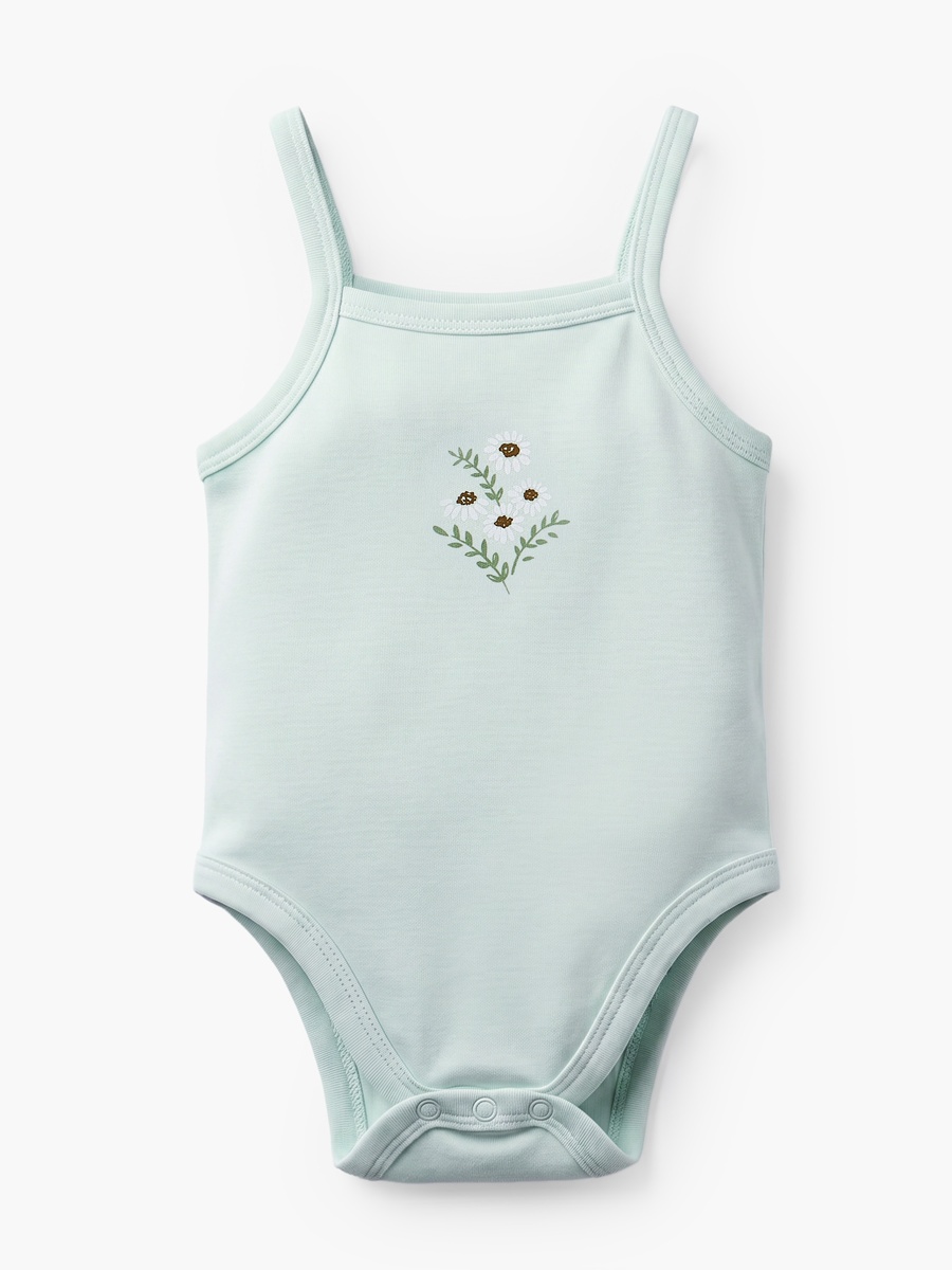 Pack of 3 Cotton Strappy Bodysuit with Floral Print