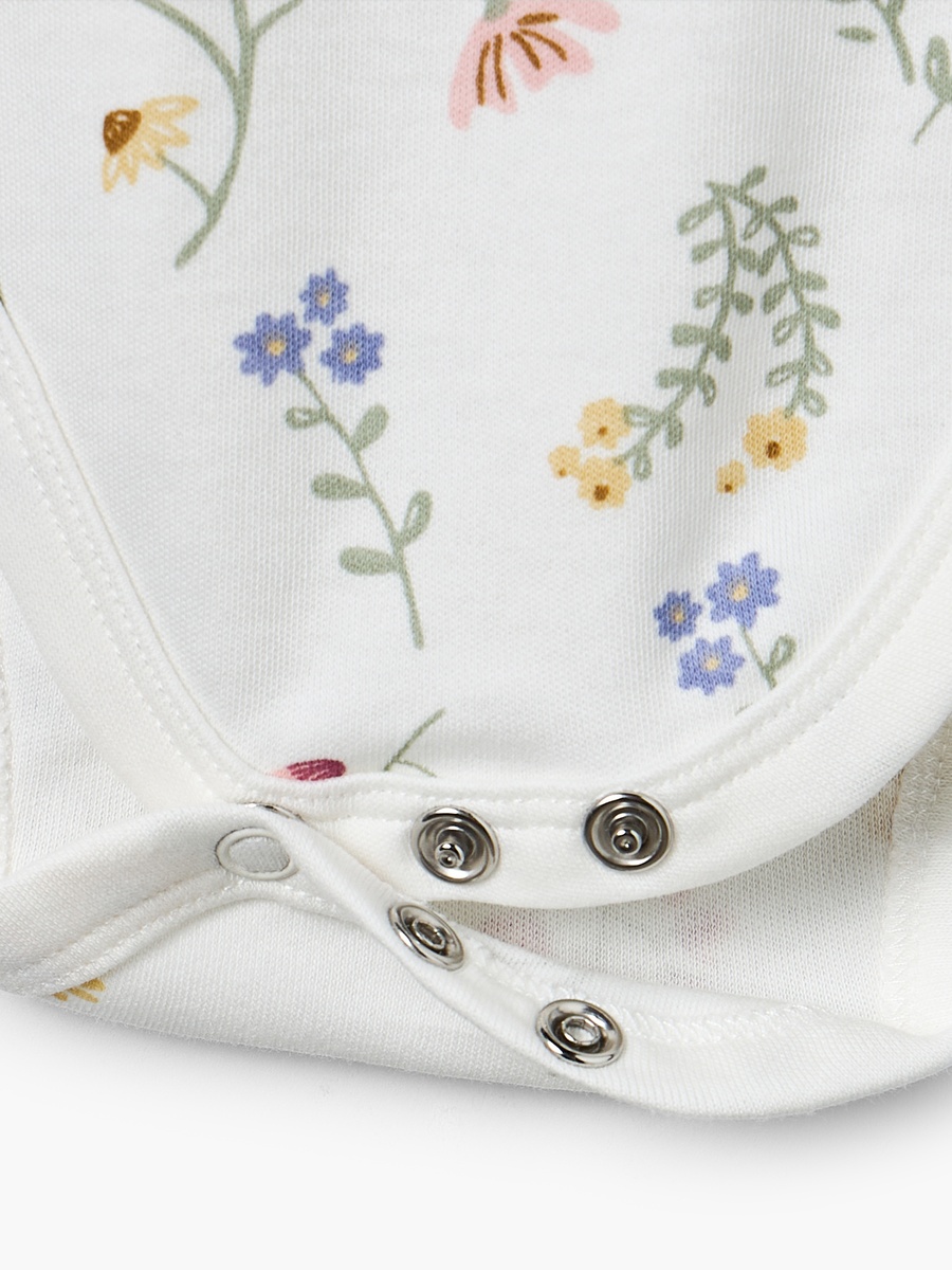 Pack of 3 Cotton Strappy Bodysuit with Floral Print