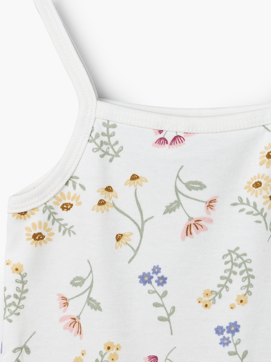 Pack of 3 Cotton Strappy Bodysuit with Floral Print
