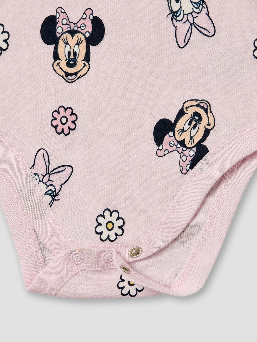 Pack of 3 Cotton Square Neck Sleeveless Bodysuit with Minnie Mouse and Daisy Duck Print