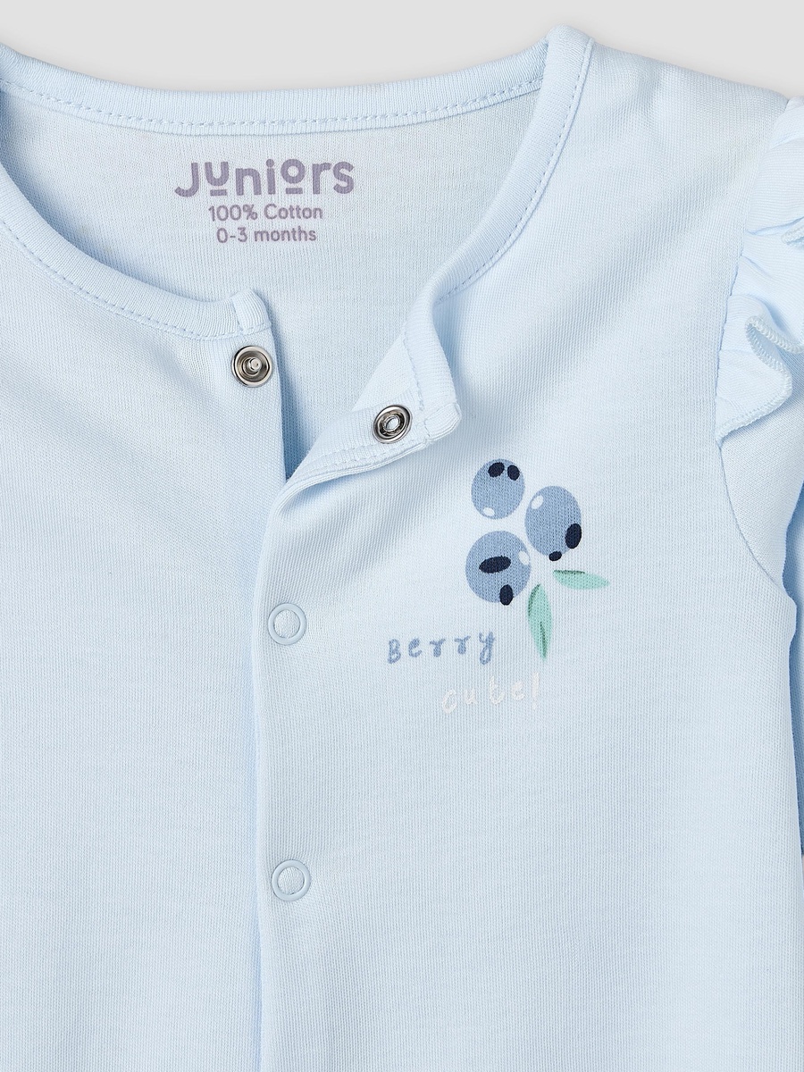 Set of 2 Round Neck Short Sleeve Romper and Sleepsuit Set with Snap Button Closure