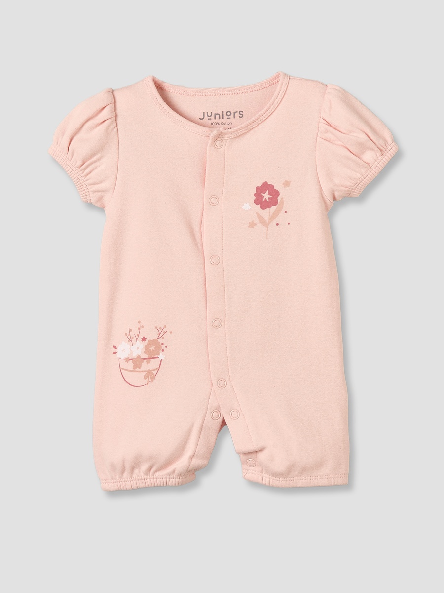 Pack of 3 Round Neck Short Sleeves Romper with Floral Print