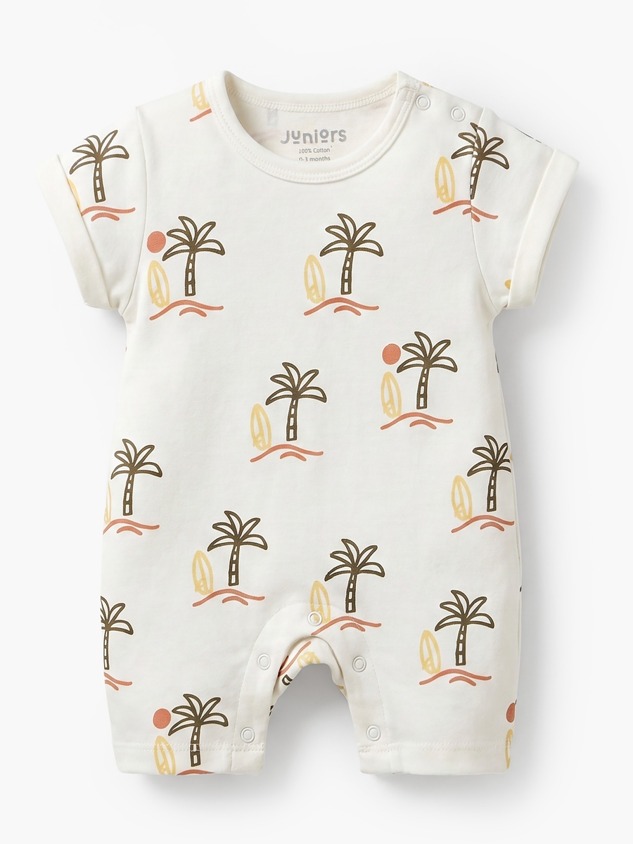 Pack of 3 Round Neck Short Sleeves Romper with Snap Button Closure