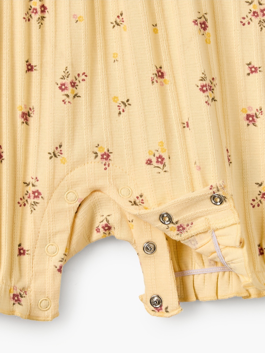 Crew Neck Short Sleeves T-Shirt and Dungaree Set with Floral Print