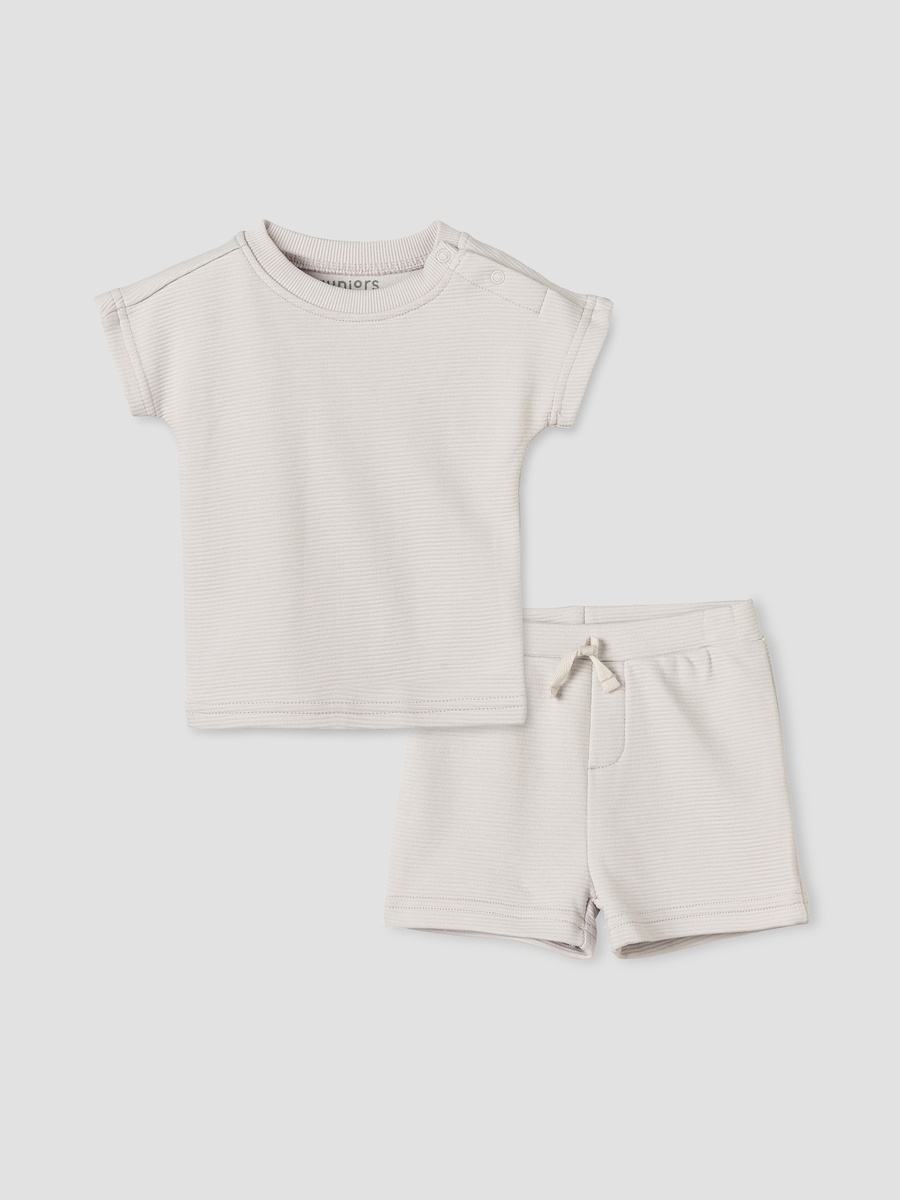 Crew Neck Short Sleeves T-Shirt and Shorts Set with Elasticated Drawstring Closure
