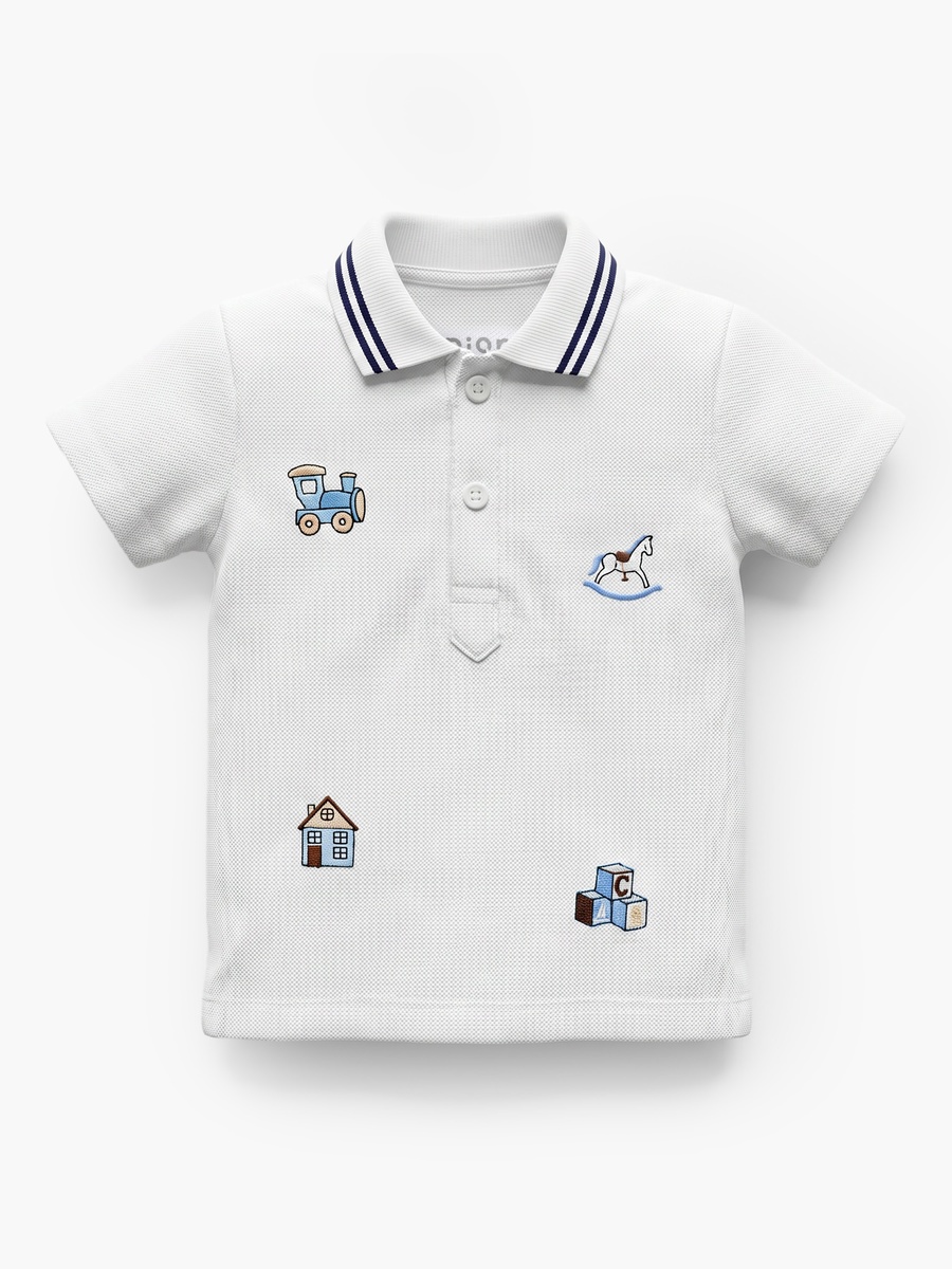 Collared Short Sleeves Polo T-Shirt and Shorts Set with Embroidery